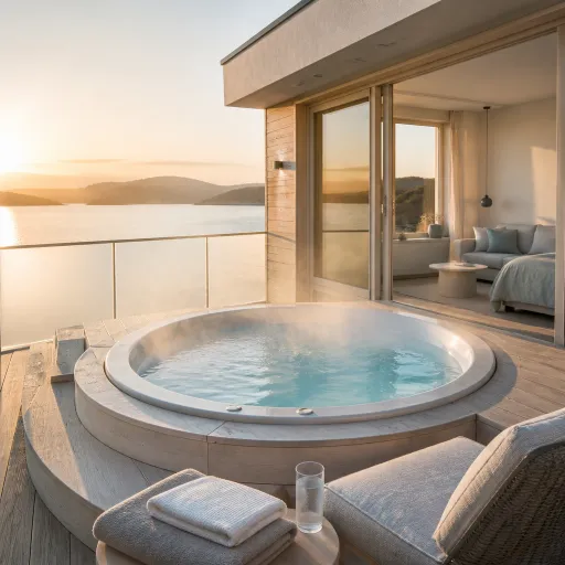 Elegant cabins with private jacuzzis for a cruise‑style escape on land